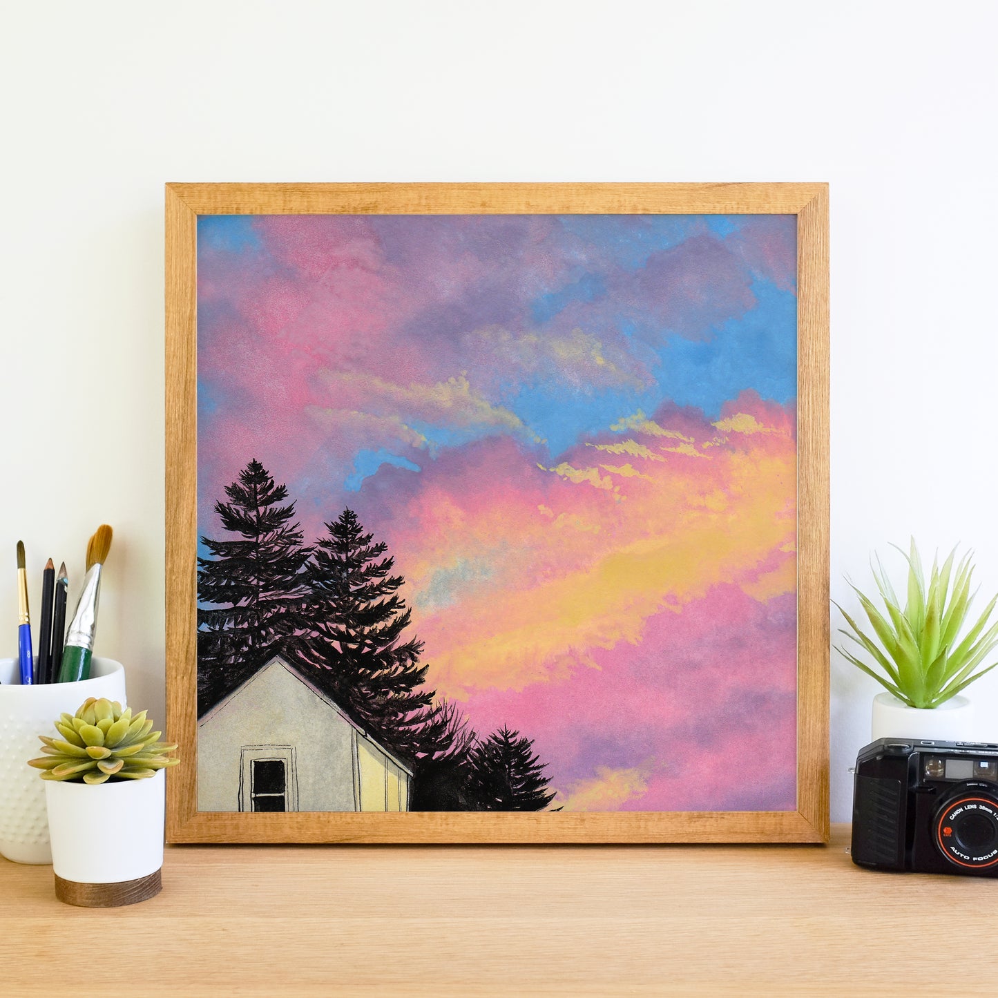Bright Colorful Sunset - Watercolor Art Print