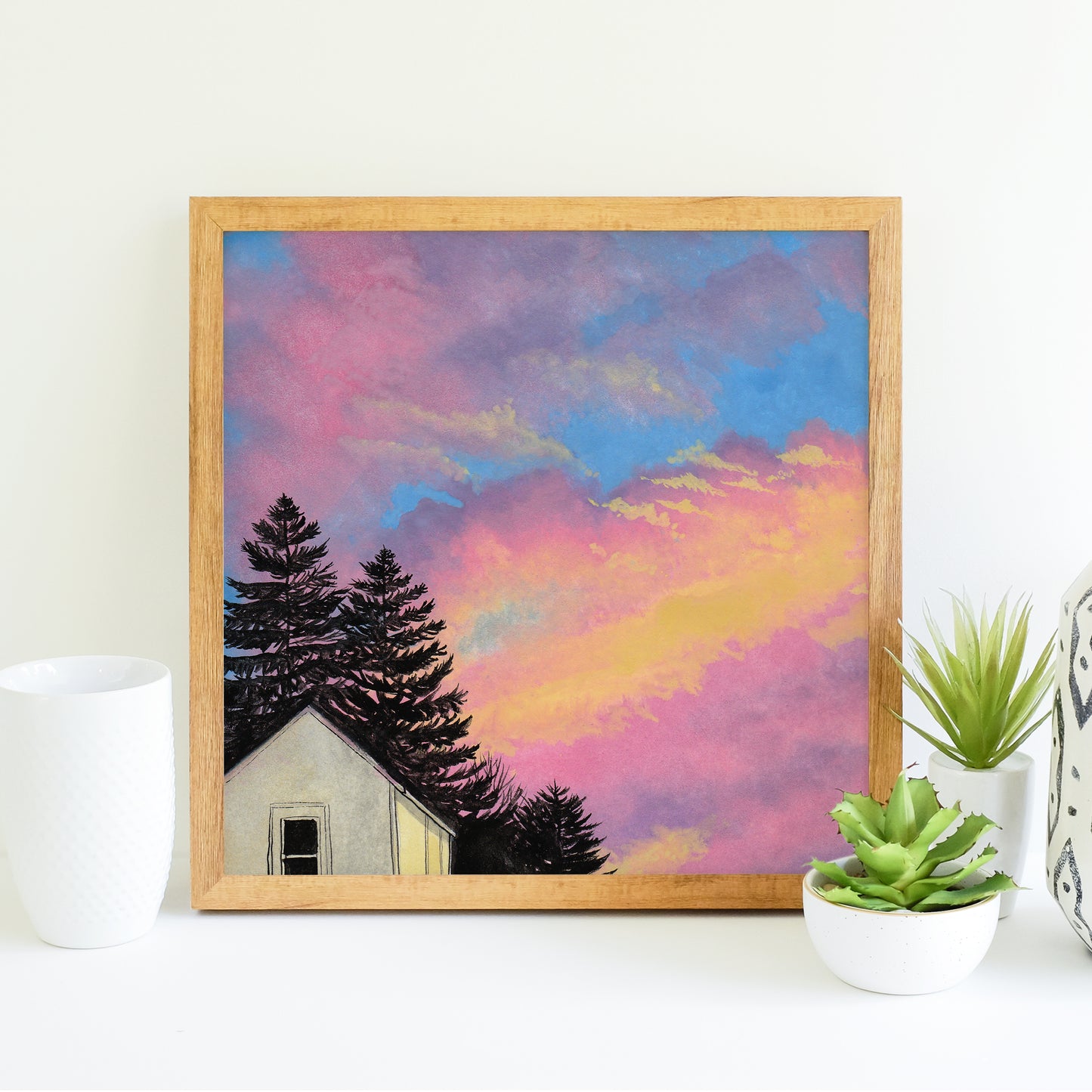 Bright Colorful Sunset - Watercolor Art Print
