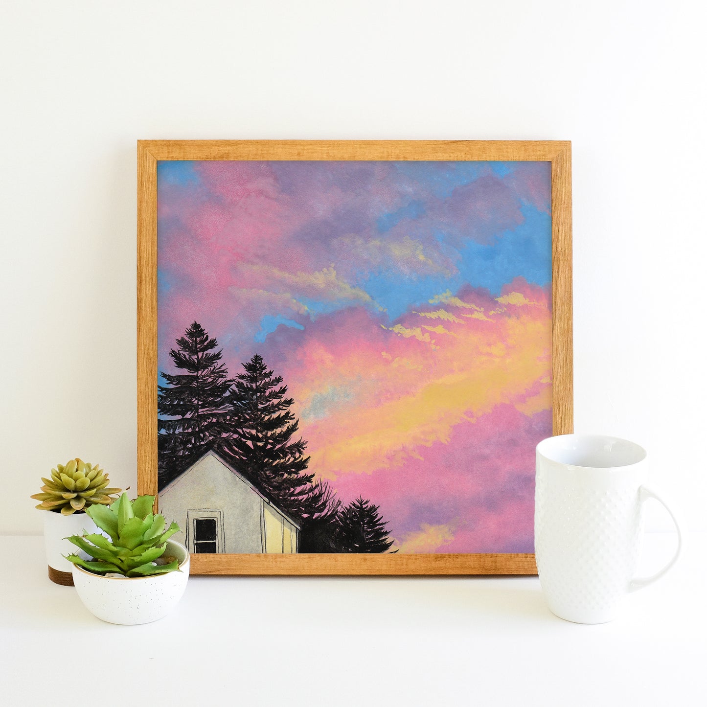 Bright Colorful Sunset - Watercolor Art Print