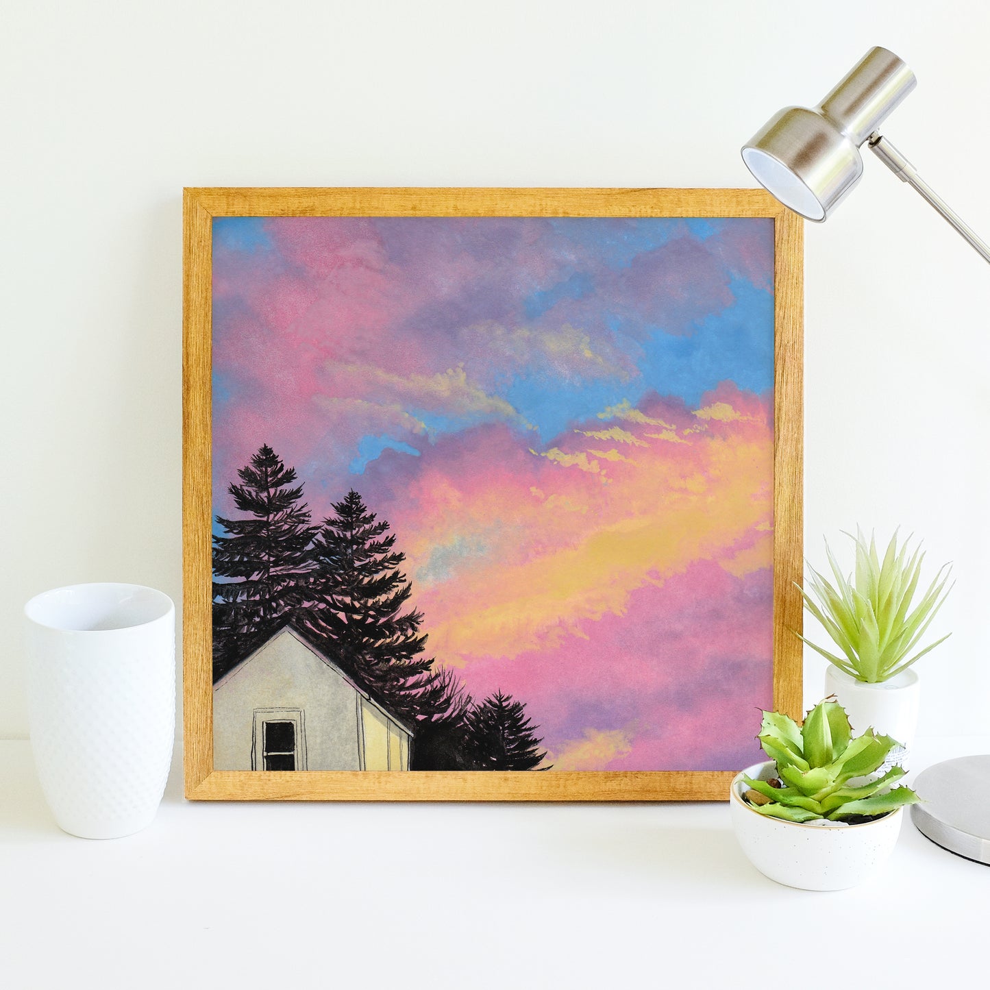 Bright Colorful Sunset - Watercolor Art Print