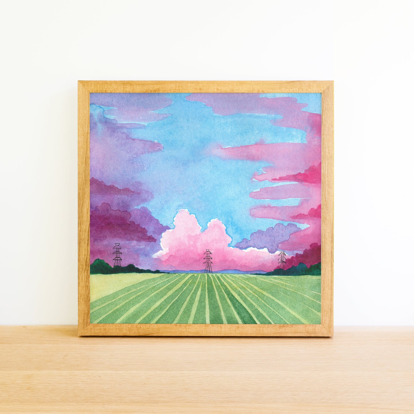Pastel Cornfields - Watercolor Sky Art Print