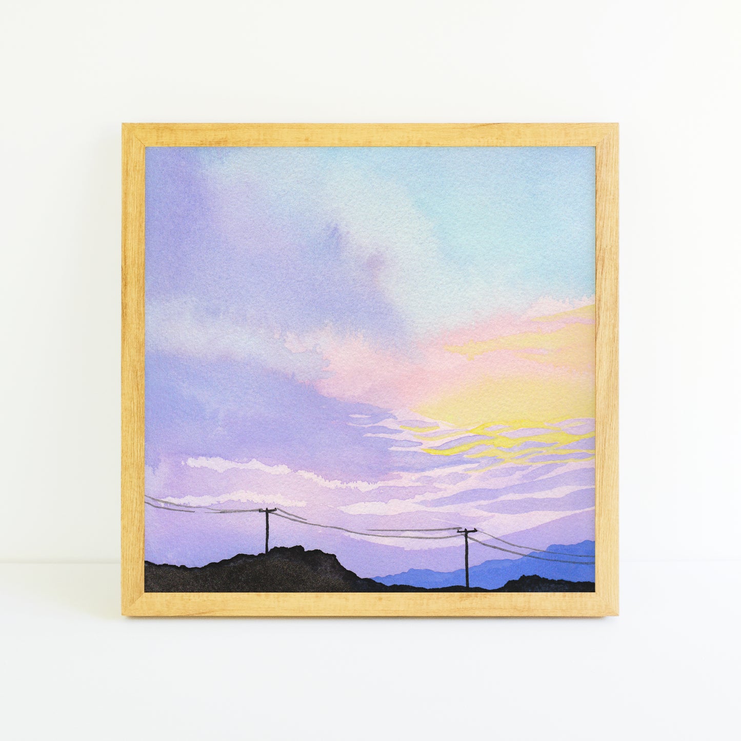Pastel Mountain Sunset - Watercolor Sky Art Print