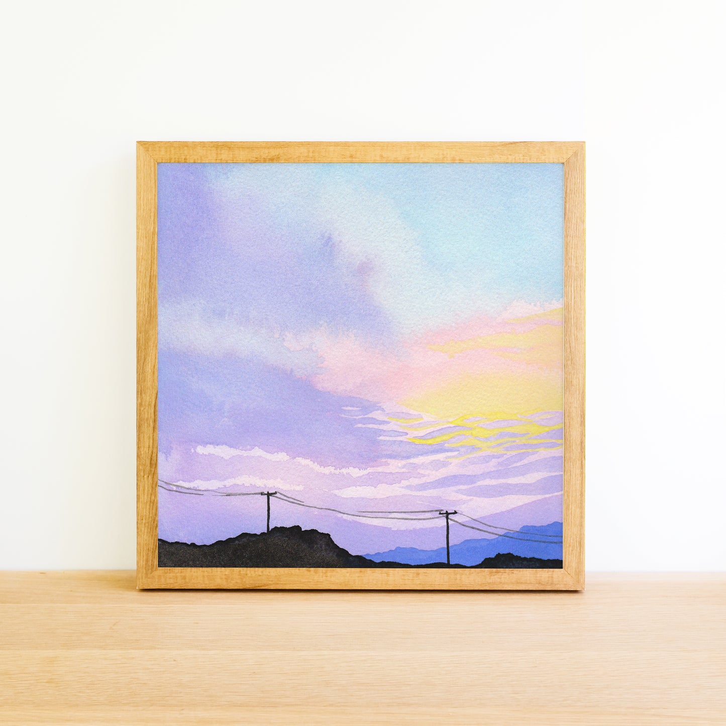 Pastel Mountain Sunset - Watercolor Sky Art Print
