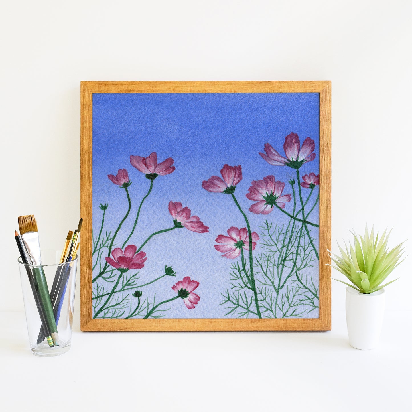 Cosmos at Sunset - Watercolor Sky Art Print