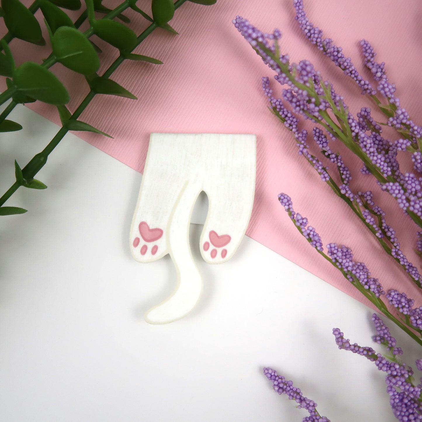 White Cat Foldover - Magnetic Bookmark