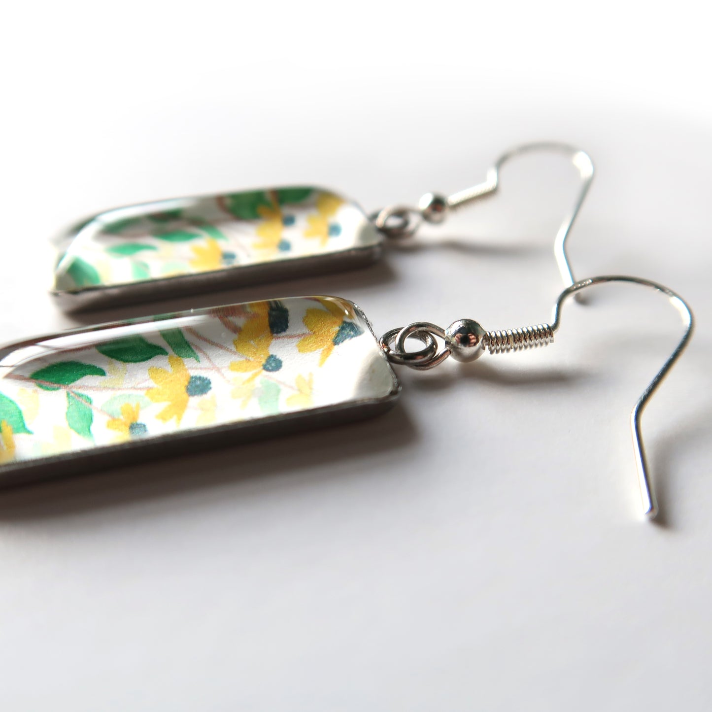 Yellow Daisies Rectangle Dangle Earrings