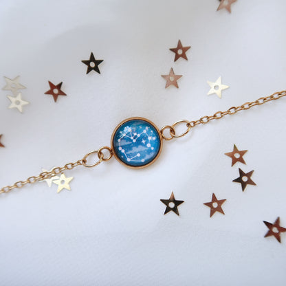 Zodiac Constellation Glass Pendant Necklace