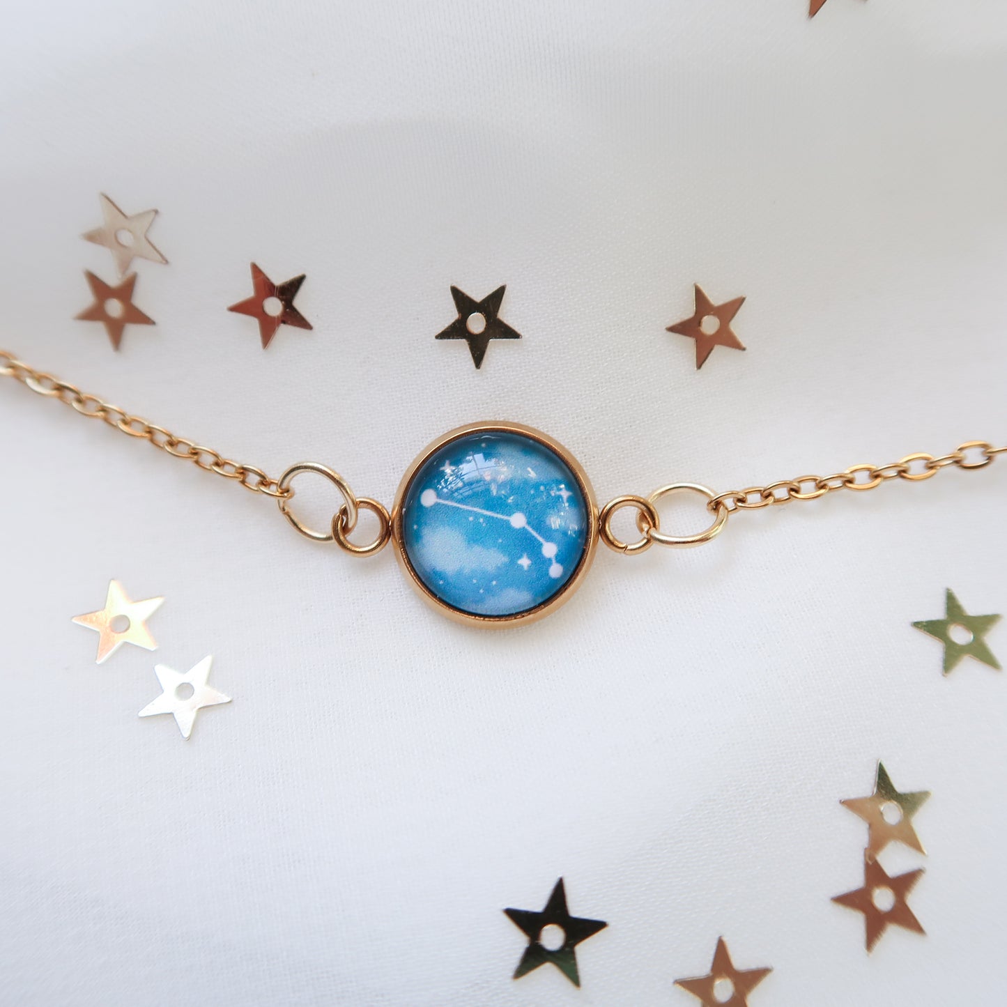 Zodiac Constellation Glass Pendant Necklace