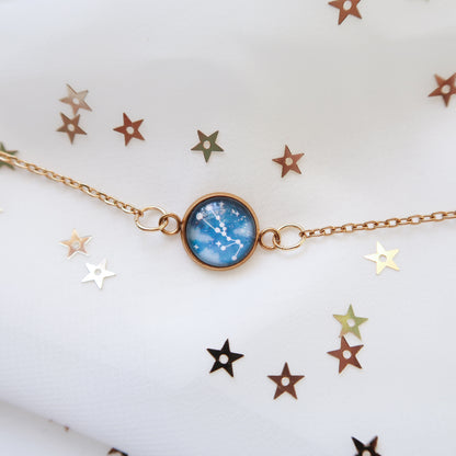 Zodiac Constellation Glass Pendant Necklace