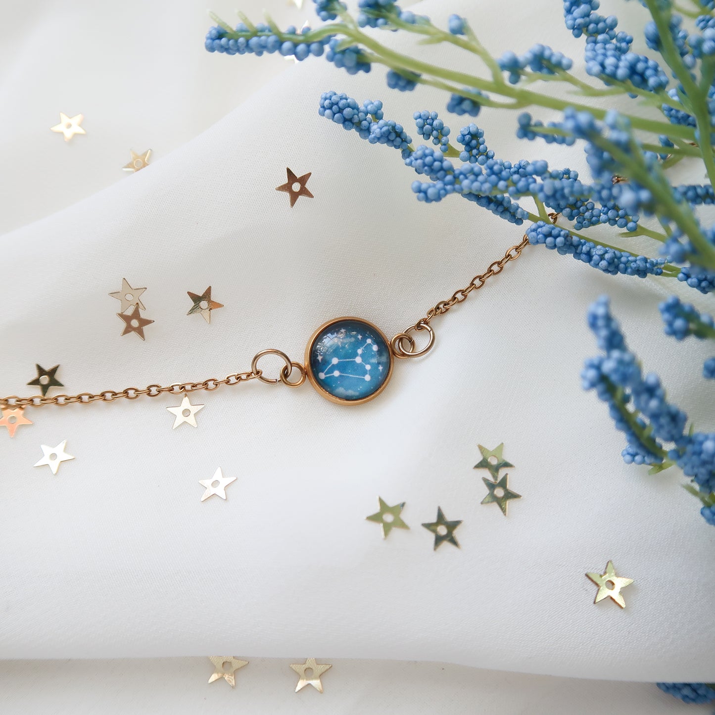 Zodiac Constellation Glass Pendant Necklace