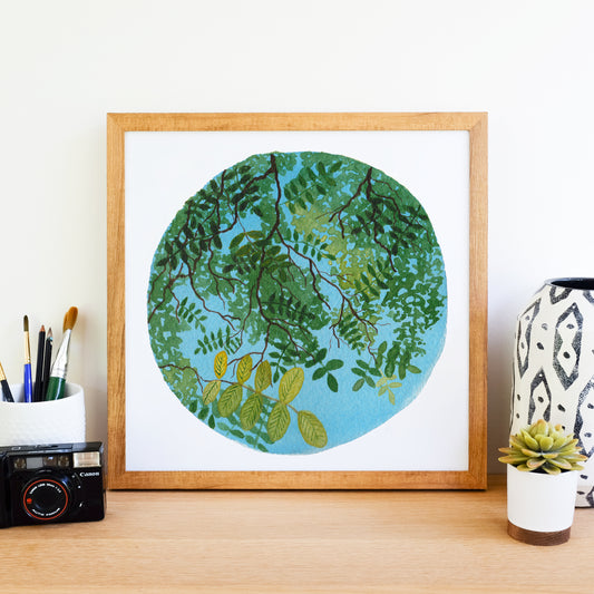 Summer Leaves - Watercolor Sky Art Print