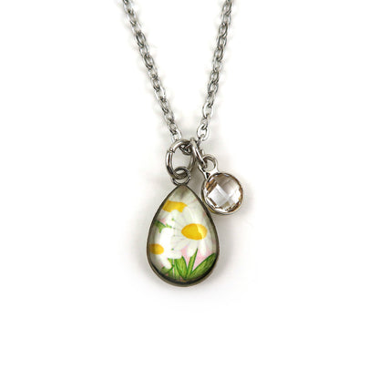 April Birth Flower Necklace - Daisies