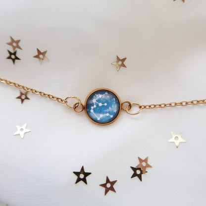 Zodiac Constellation Glass Pendant Necklace