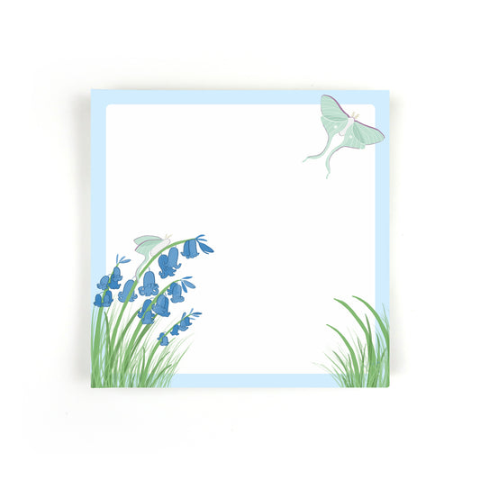 Bluebells and Luna Moths Square Notepad - Stationery