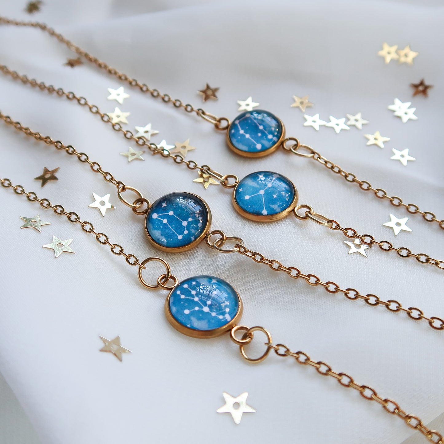 Zodiac Constellation Glass Pendant Necklace