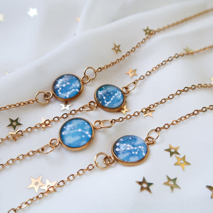 Zodiac Constellation Glass Pendant Necklace