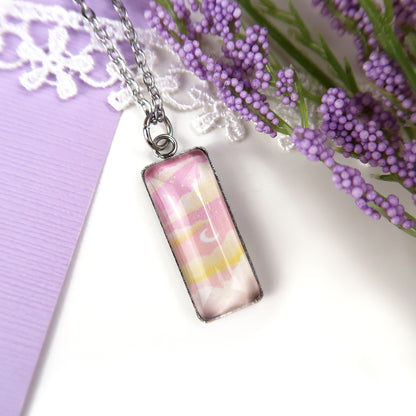 Dreamy Pink Sunset Miniature Watercolor Sky Necklace