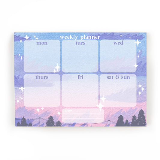 Purple Dusk Sky Weekly Planner - Stationery