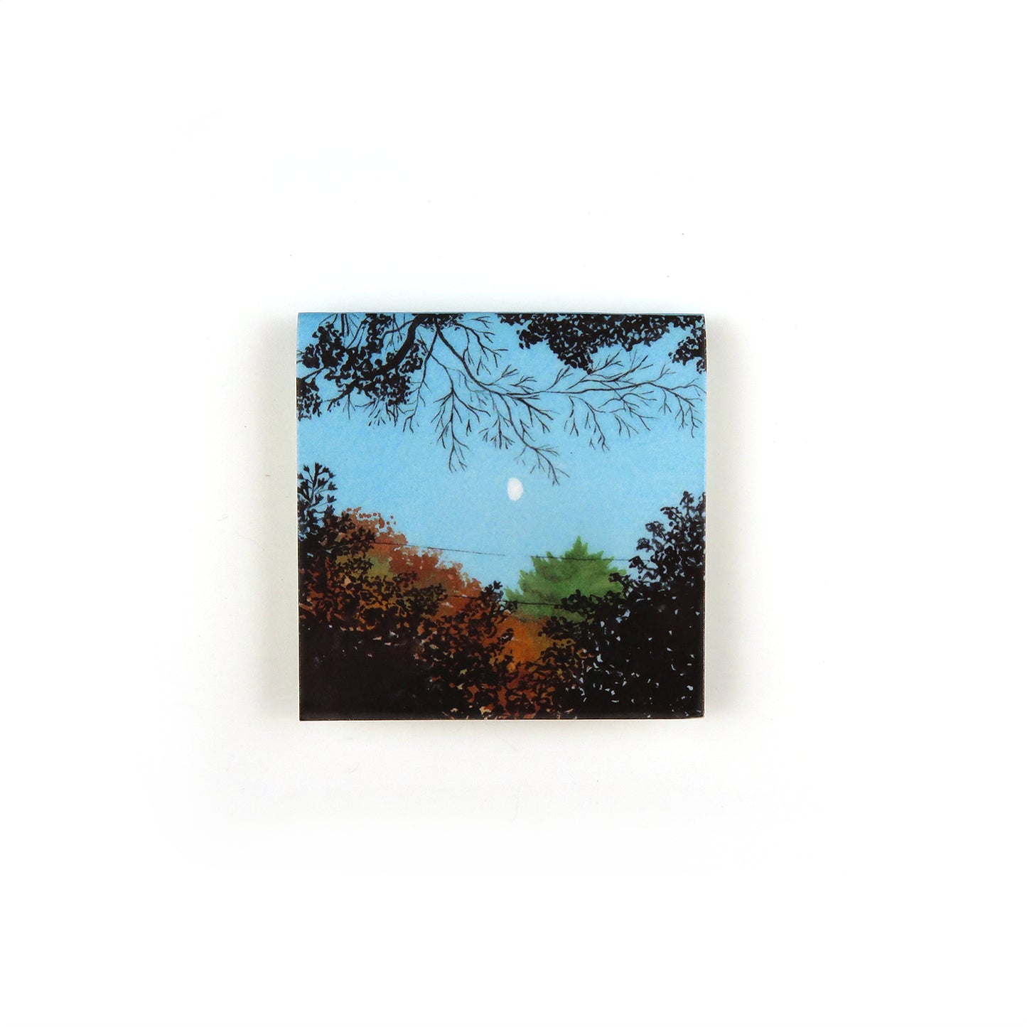 Fall Trees and Crescent Moon - Magnetic Bookmark