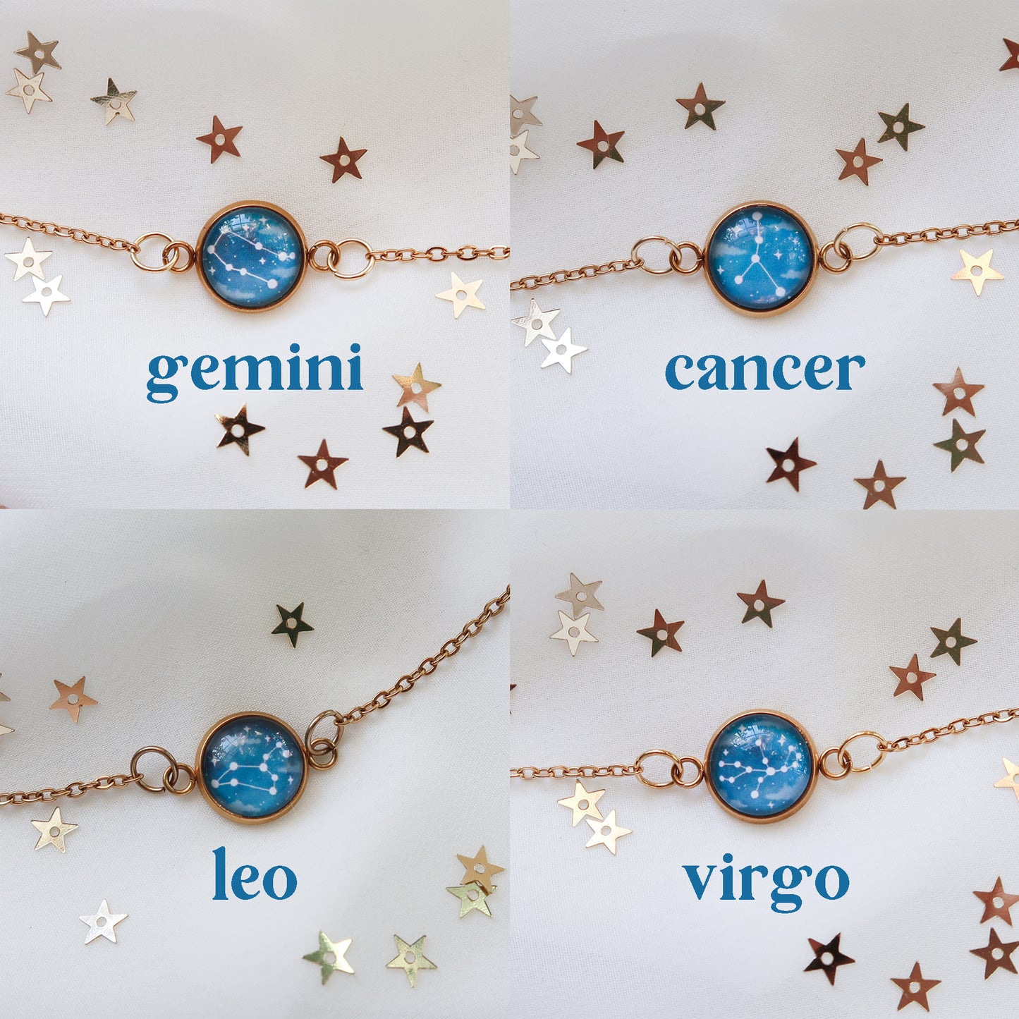 Zodiac Constellation Glass Pendant Necklace