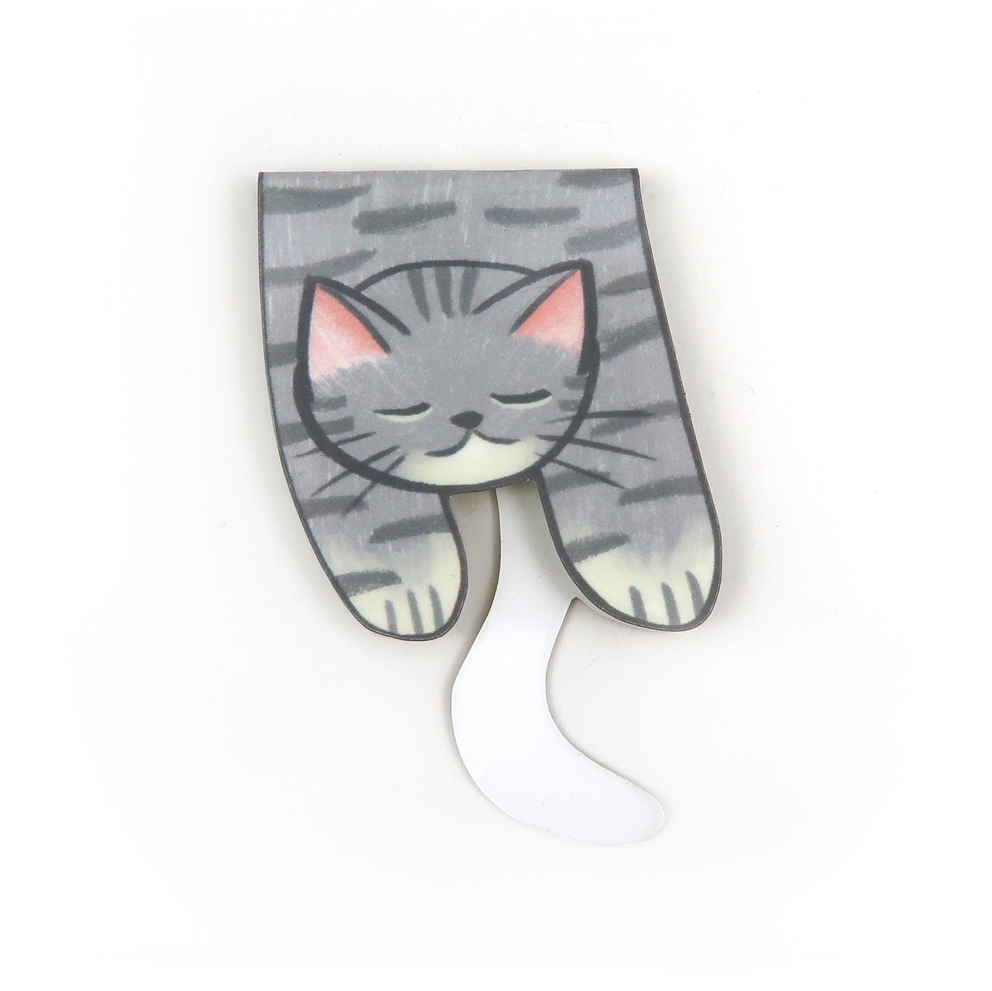 Gray Tabby Foldover - Magnetic Bookmark