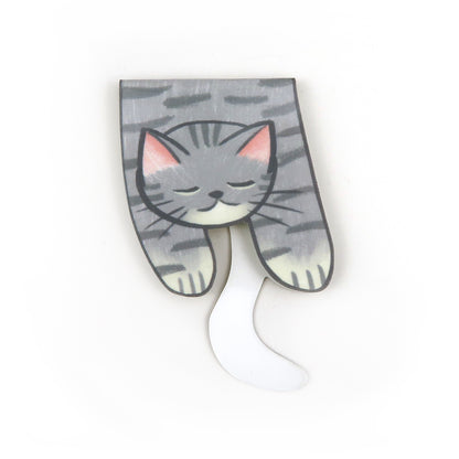 Gray Tabby Foldover - Magnetic Bookmark