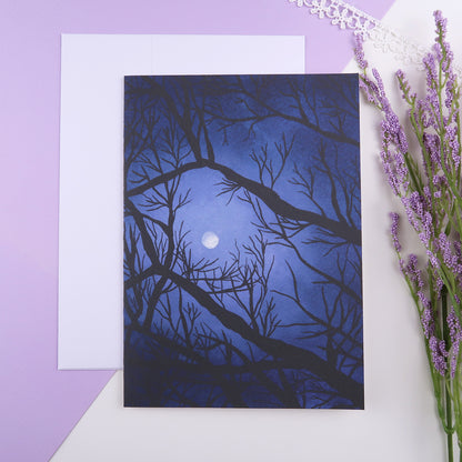 Full Moon Through the Trees - Greeting Card