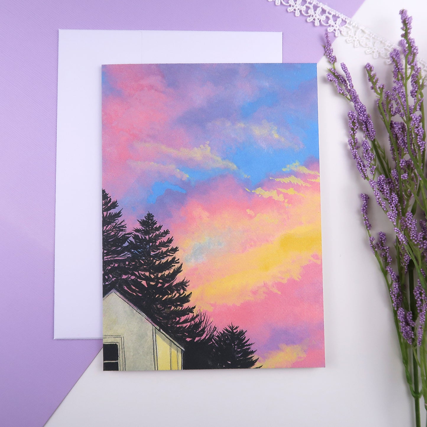 Bright Colorful Sunset - Greeting Card