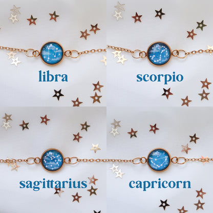 Zodiac Constellation Glass Pendant Necklace