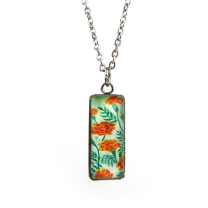 Marigolds Miniature Watercolor Flower Necklace