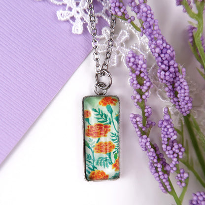 Marigolds Miniature Watercolor Flower Necklace