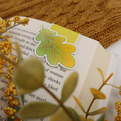 Yellow and Green Oak Leaf - Magnetic Bookmark