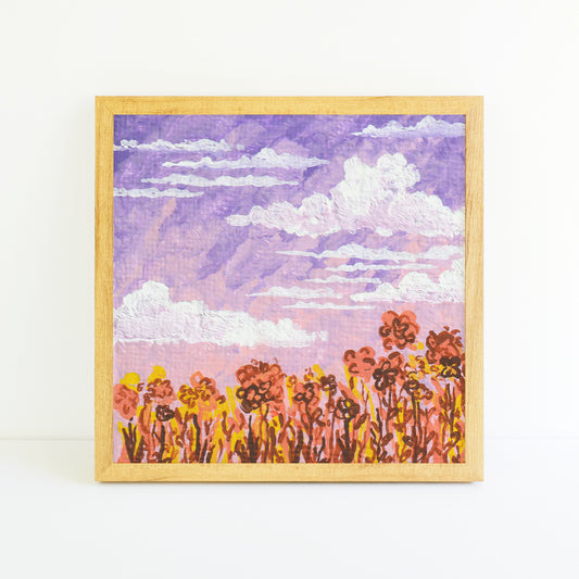 Purple and Orange Flower Field - Acrylic Art Print