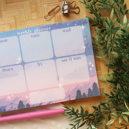 Purple Dusk Sky Weekly Planner - Stationery