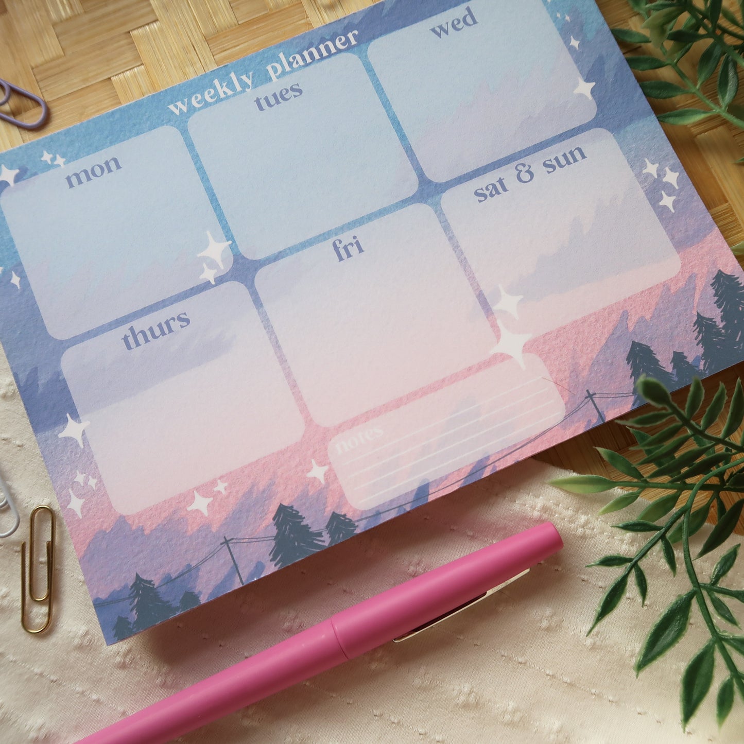 Purple Dusk Sky Weekly Planner - Stationery