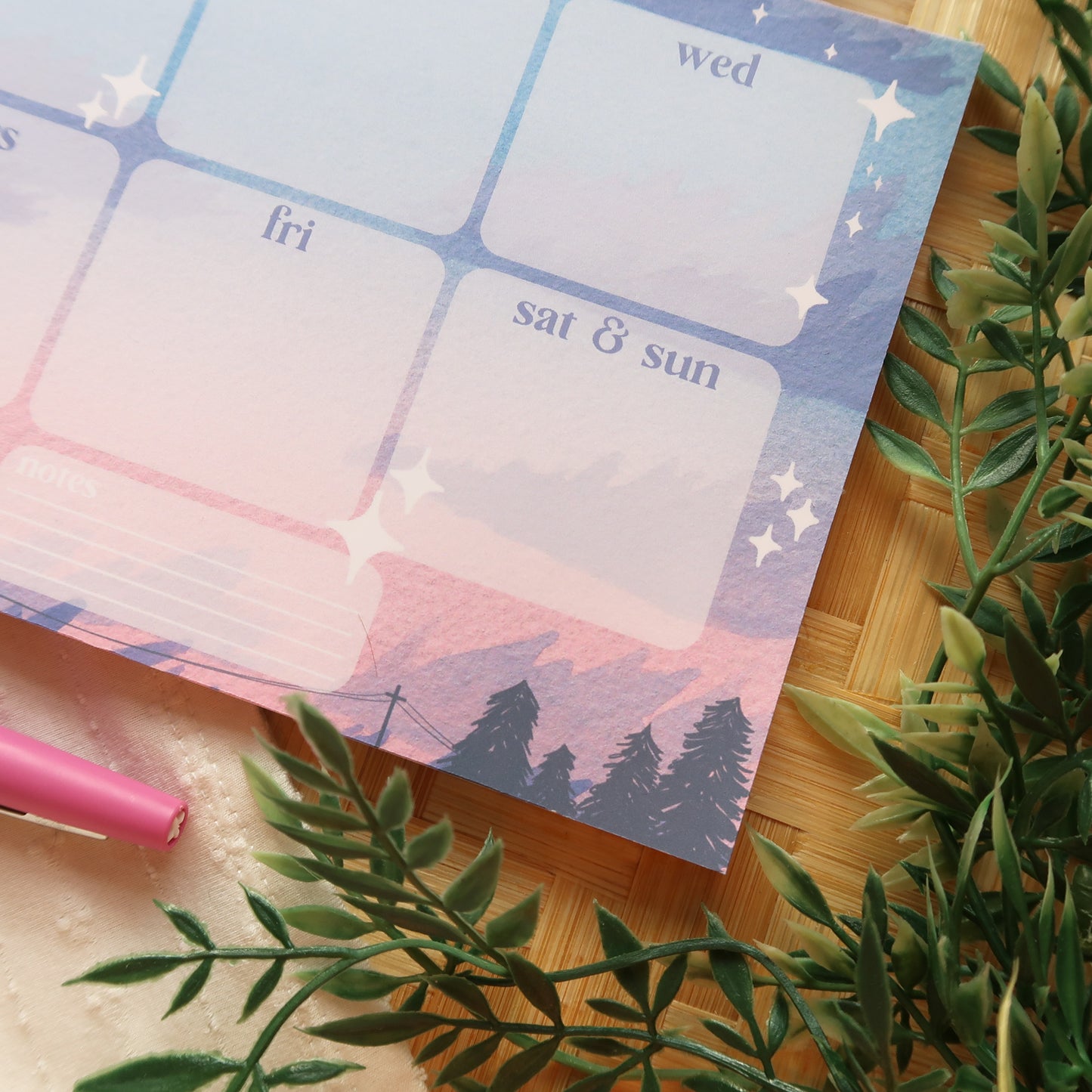 Purple Dusk Sky Weekly Planner - Stationery