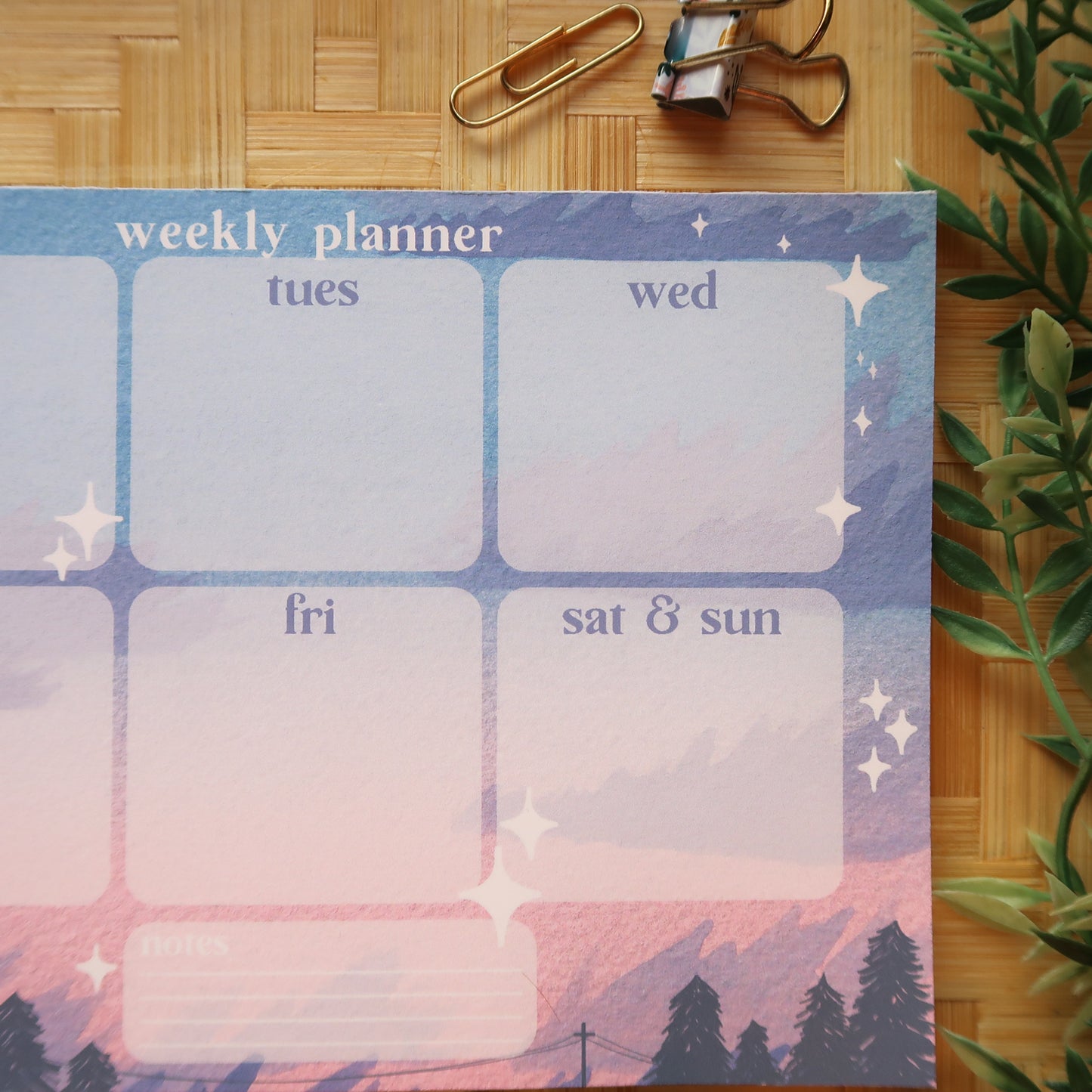 Purple Dusk Sky Weekly Planner - Stationery