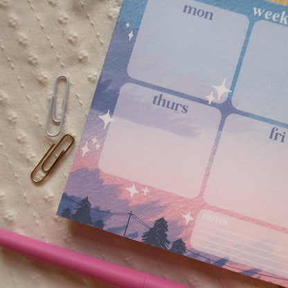 Purple Dusk Sky Weekly Planner - Stationery