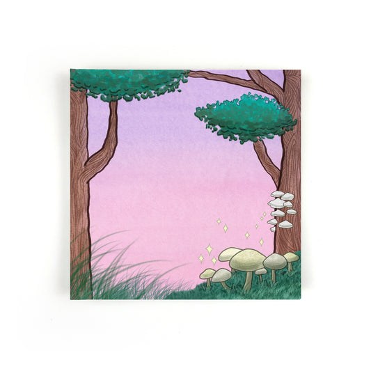 Purple Mushroom Forest Square Notepad - Stationery