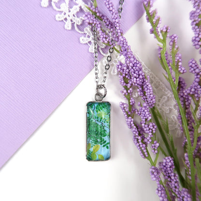 Summer Leaves Miniature Watercolor Plant Necklace