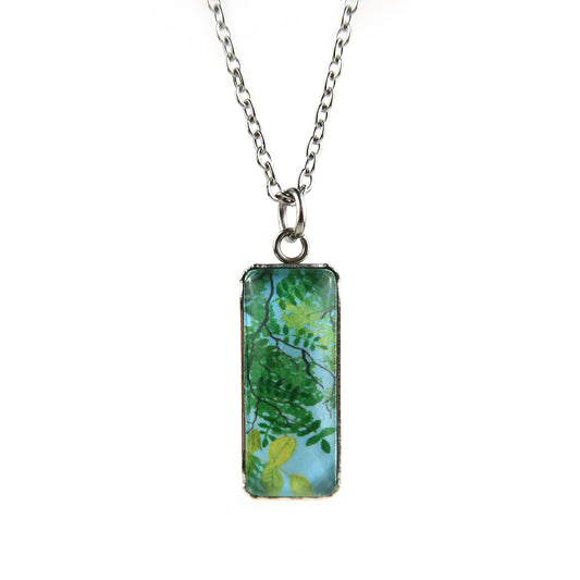 Summer Leaves Miniature Watercolor Plant Necklace