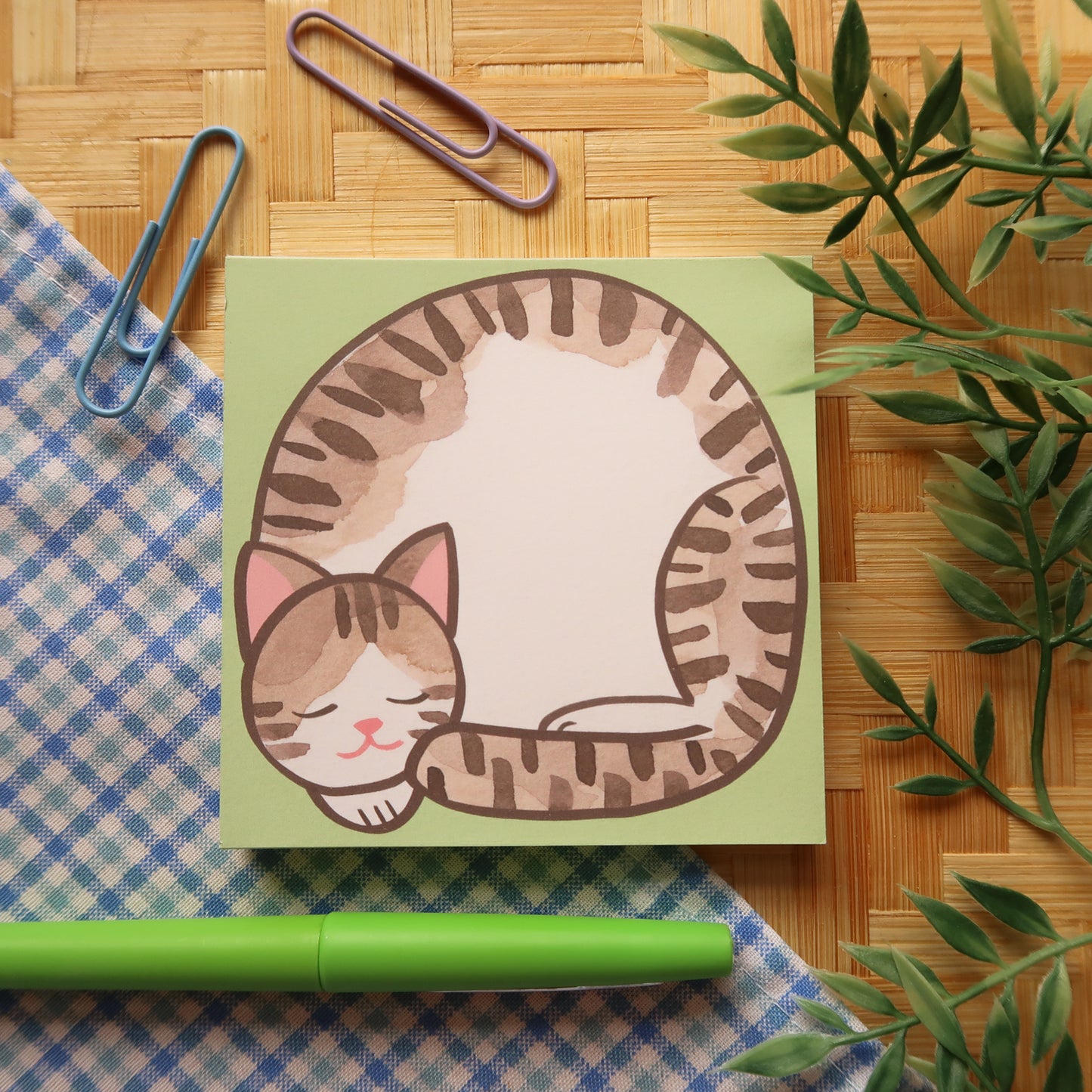 White and Brown Tabby Loaf Notes - Stationery