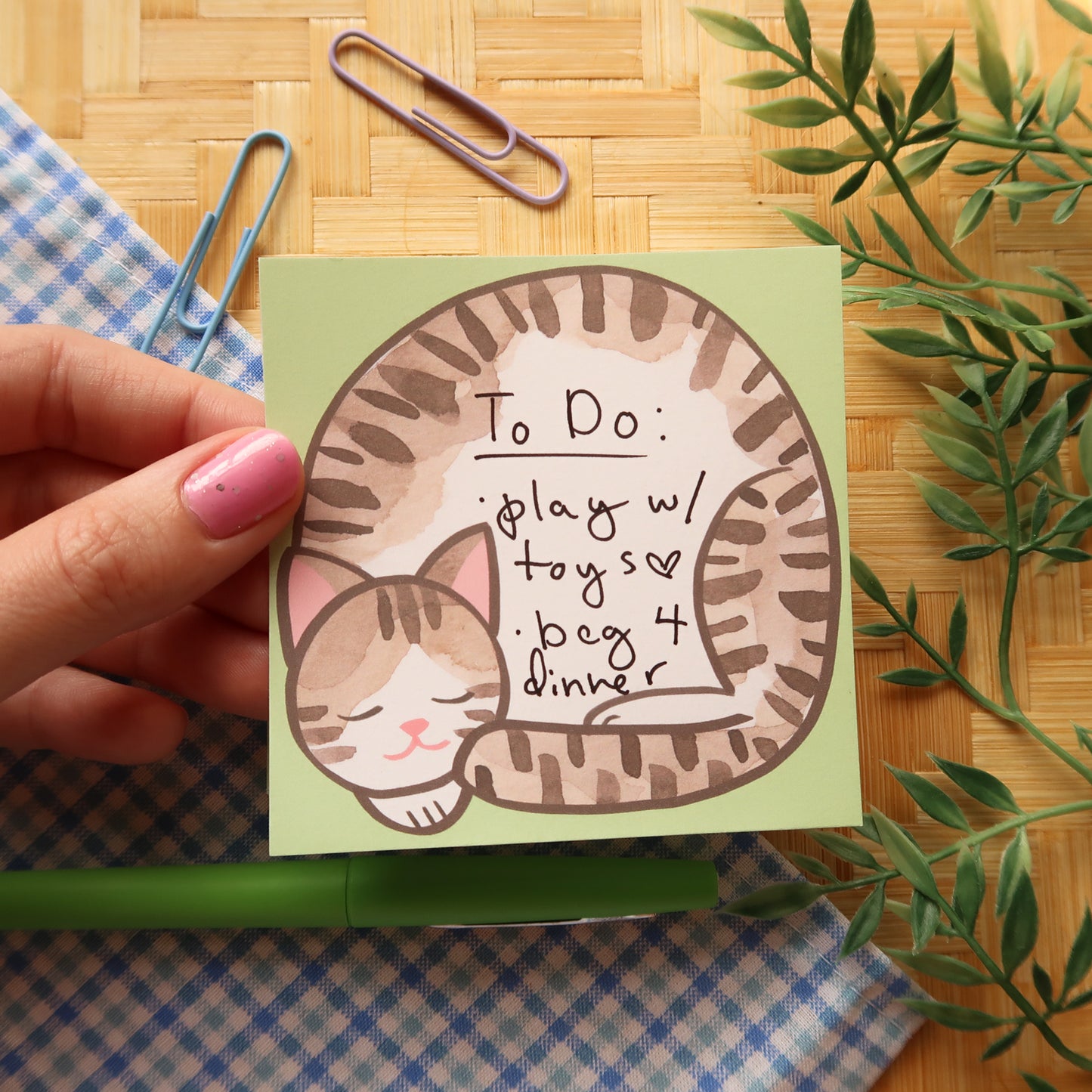 White and Brown Tabby Loaf Notes - Stationery