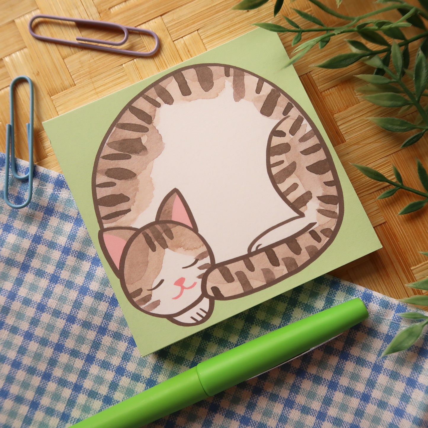 White and Brown Tabby Loaf Notes - Stationery