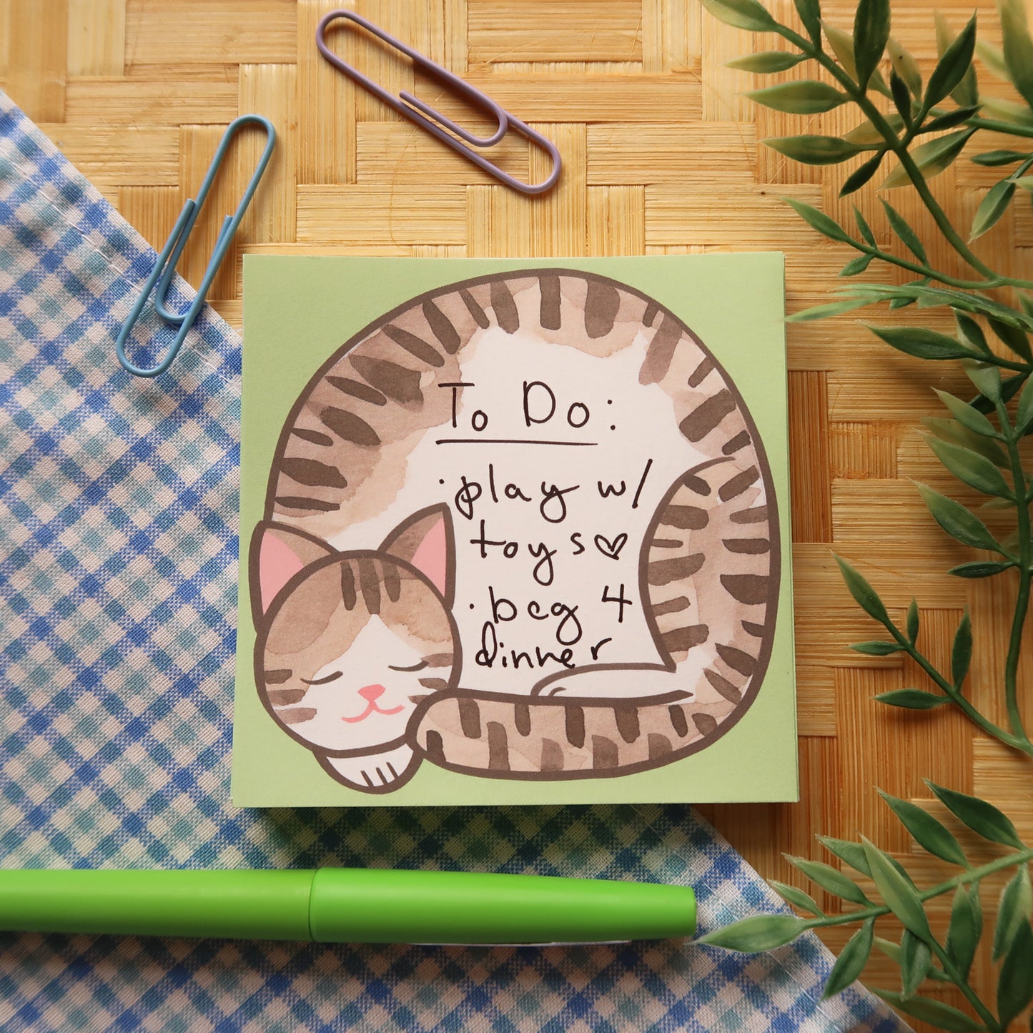 White and Brown Tabby Loaf Notes - Stationery