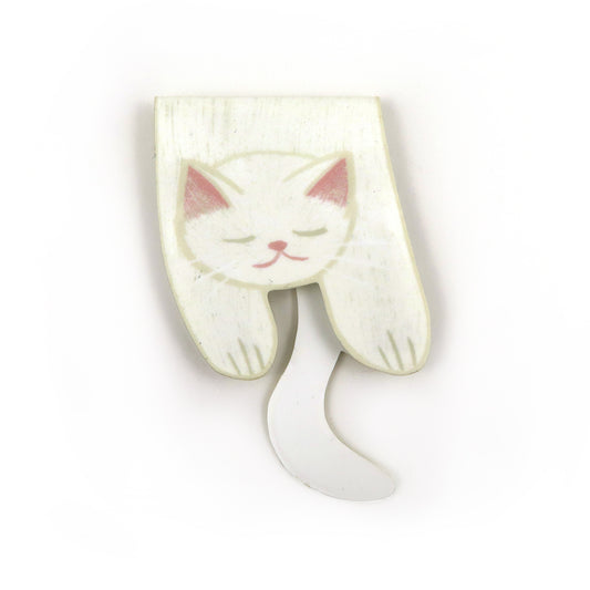 White Cat Foldover - Magnetic Bookmark