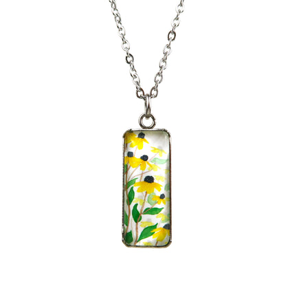 Yellow Daisies Miniature Watercolor Flower Necklace