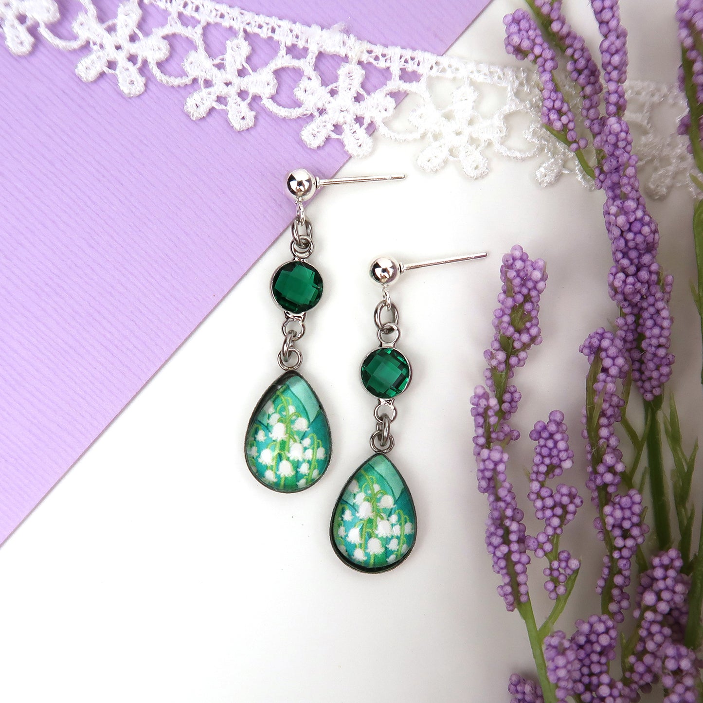May Birth Flower Earrings - Lily of the Valley