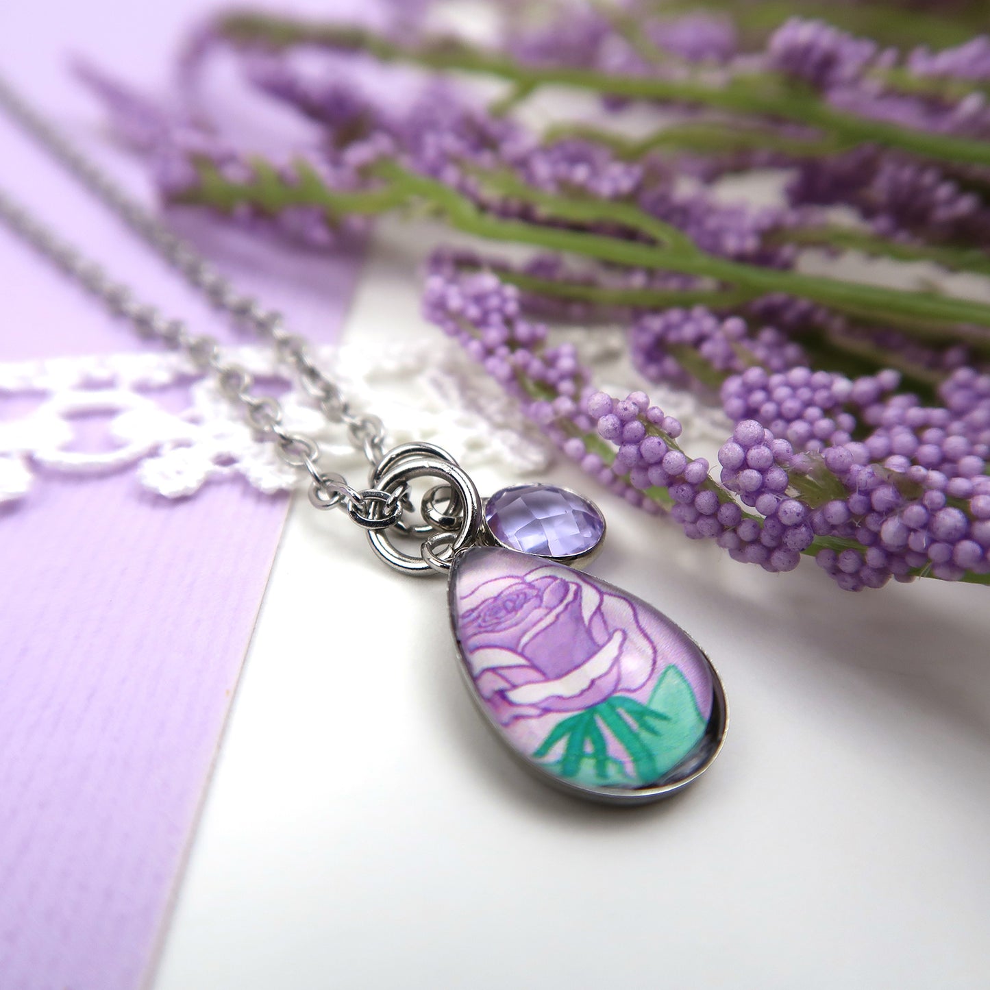 June Birth Flower Necklace - Roses