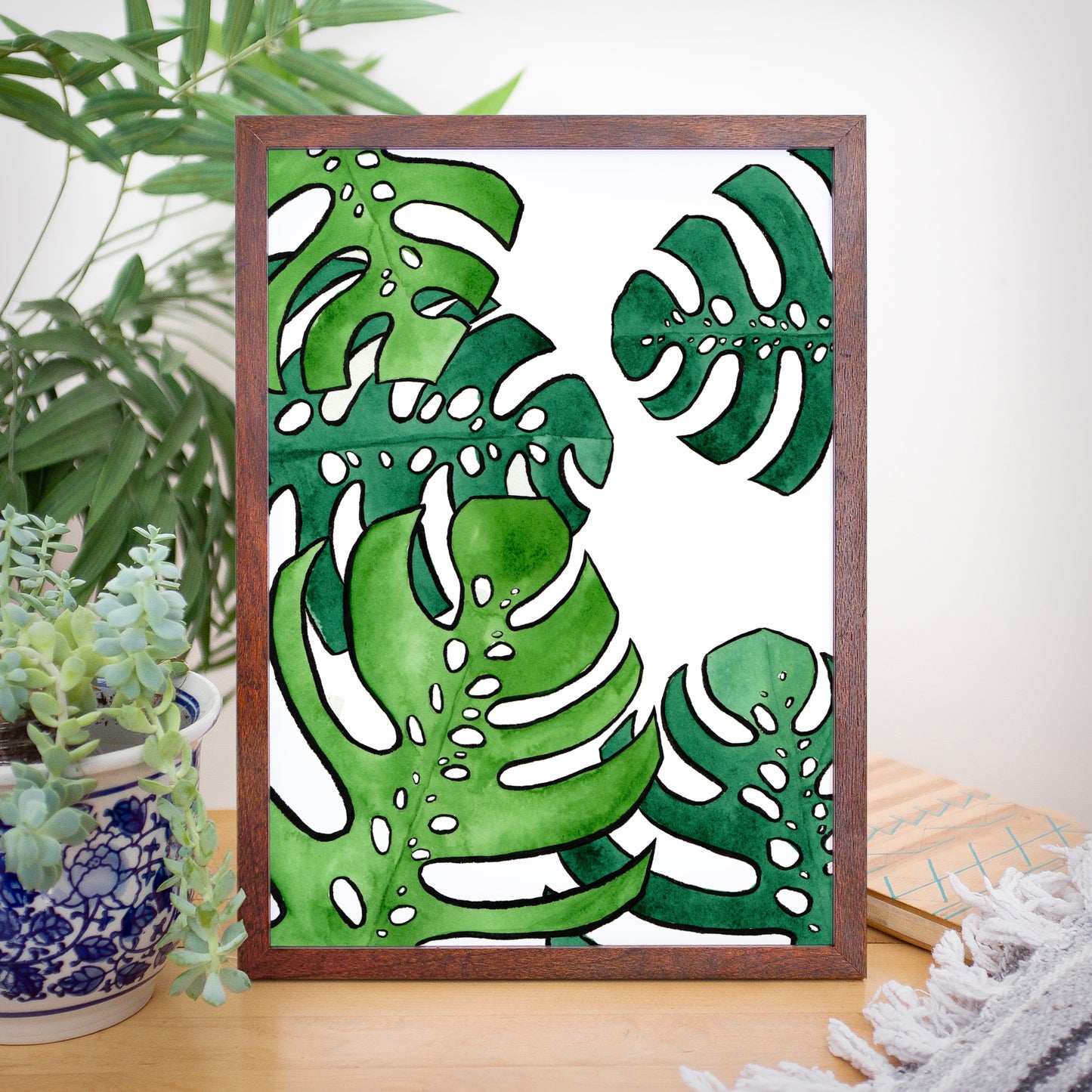 Monstera Deliciosa Large - Watercolor Plant Art Print